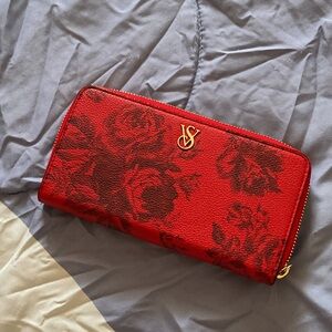 Victoria's Secret Red and Black Floral Wallet
